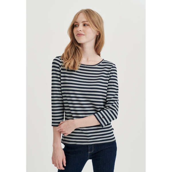 Redgreen Women Cleo 3/4 LS T-shirt Langærmet Tee 113 Grey Stripe